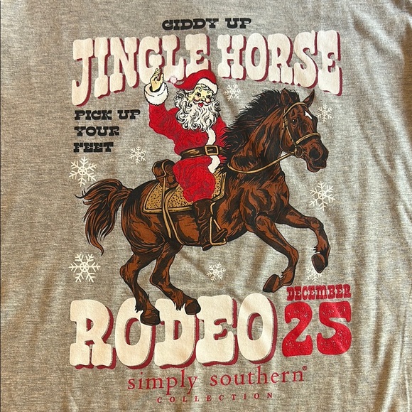 Simply Southern Jingle Horse Christmas T-Shirt Size Large - Picture 1 of 3